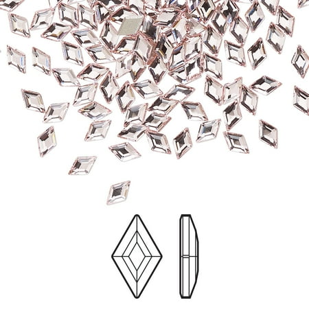 

1pk-Flat back Crystal Passions® rhinestone light rose foil back 5x3mm faceted diamond (2773). Sold per pkg of 24.