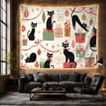 thumbnail image 6 of Black Cats with Gifts and Ornaments on Cream Background, Playful Retro for Cat Lovers, Festive Holiday Decor, Christmas Gift, Tapestry Wall Hanging for Living Room and Bedroom, 6 of 7