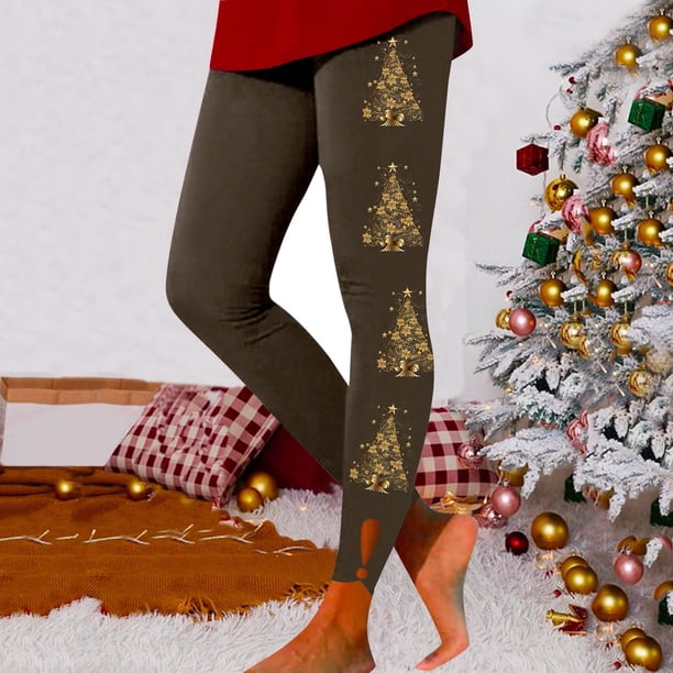 MKLEKYY Leggings deportivos para mujer, mallas huecas informales con estampado navideño para mujer, mallas deportivas para fitness, pantalones de yoga 1954
