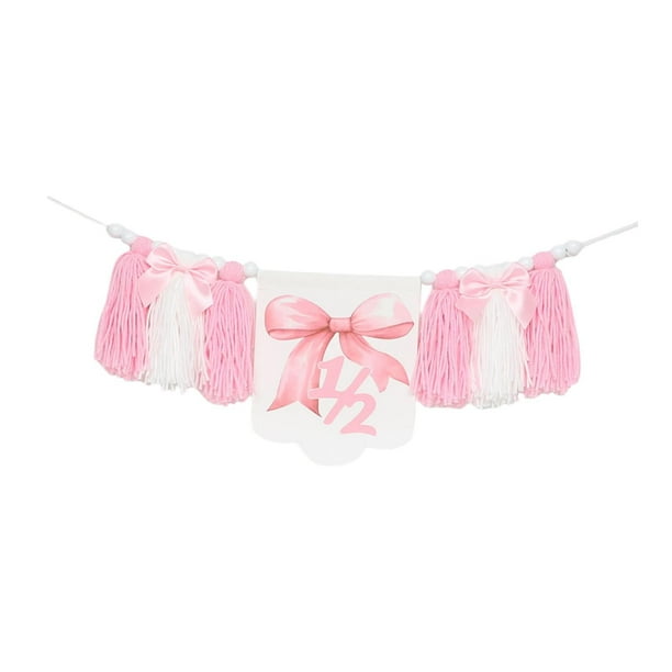 Banner de trona para medio cumpleaños, decoraciones para fiesta de medio cumpleaños de niñas, accesorios decorativos para fotos, guirnalda de cuentas