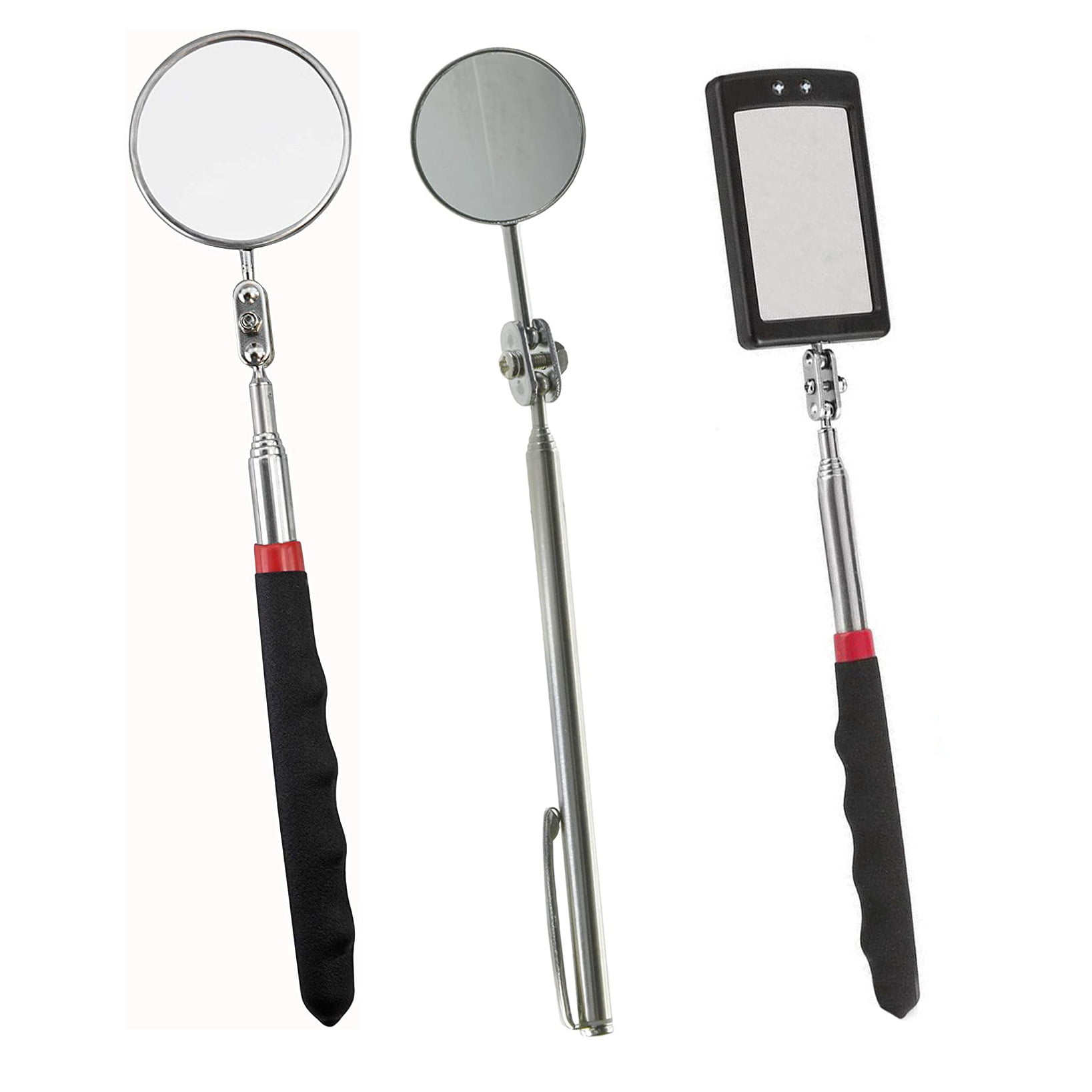 iplusmile 2pcs Telescoping Inspection Mirror 360 Swivel Under Car Inspection Security Mirror Mechanics Mirror on a Stick Hand Tool for Automotive Home Inspector 