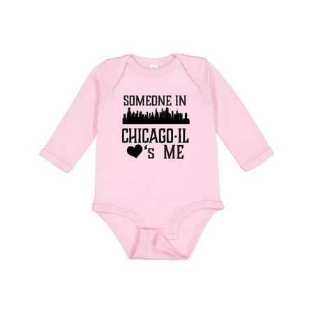 

Inktastic Chicago Illinois Someone Loves Me Skyline Gift Baby Boy or Baby Girl Long Sleeve Bodysuit