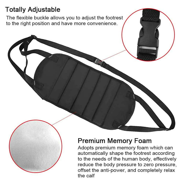 1 piece black travel portable foot hammock, adjustable desk foot pad  suitable for airplanes, offices and homes, reducing swelling, portable  travel foot hammock, resting footrest for airplanes, high-speed trains,  trains, commercial vehicles