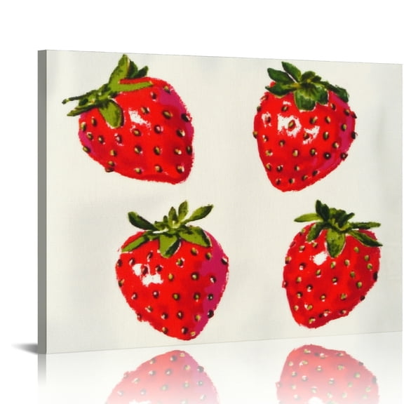 SHERONV Strawberries Canvas Wall Art Print for Living Room Bedroom Home Office Decor 20x16in