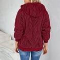 thumbnail image 4 of Women's Casual Fleece Jacket, Full Zip Fuzzy Hooded Jacket, Soft Plush Outerwear, Oversized Winter Coat, Long Sleeve Casual Coat, Warm Loungewear, Pocket Detail Jacket Wine XXL, 4 of 8