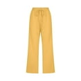 thumbnail image 4 of Wide Leg Pants Woman, High Waisted Drawstring Elastics Comfy Straight with Pockets, 4 of 5
