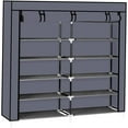 thumbnail image 1 of 9 Tier 9 Lattices Non Woven Fabric Shoe Rack,Free Standing Shoe Racks,Shoes Racks Organizer for Closet,Stackable Shoe Rack,with Side Pocket,for Doorway, Corridor, Balcony, Living Room (Grey), 1 of 7