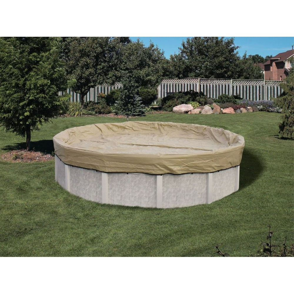 Harris Commercial-Grade Winter Pool Covers for Above Ground Pools - 33' Round Solid - Super Tan