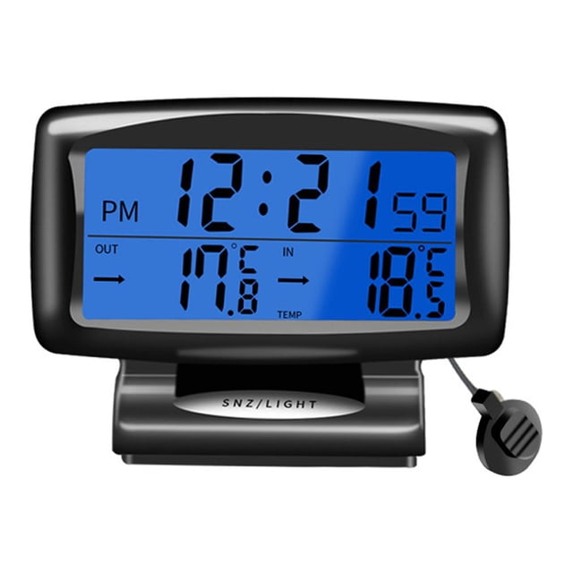 Reloj electrónico para automóviles Termómetro con reloj para automóvil Reloj digital 2 en 1 y medidor de temperatura con pantalla LCD retroiluminada Conmutación 12H/24H para interior y exterior Vehícu