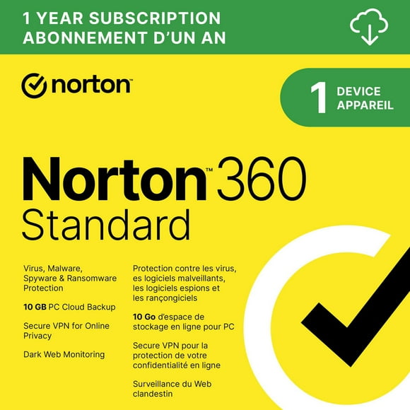 Norton 360 Standard Antivirus & Internet Security for 1 Device 1 Year Subscription Digital Download