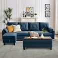 thumbnail image 3 of Pingliang Home Sectional Sofa with 2 Storage Ottomans,L Shaped 4 Seat Sofa Couch with Coffee Table Ottoman,Modern Linen Sofa for Living Room,Apartment,Office,Studio,Blue, 3 of 13