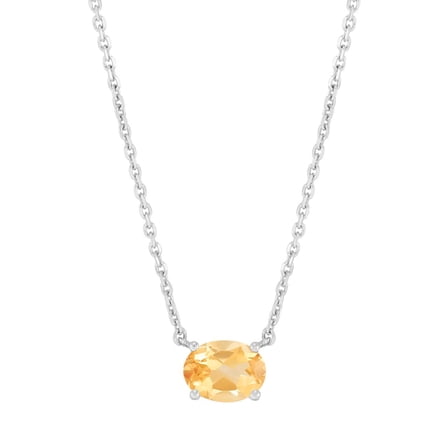 Brilliance Fine Jewelry Oval Citrine Necklace in Sterling Silver