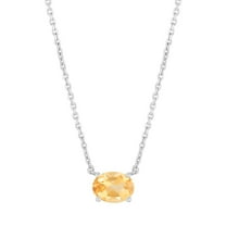 Brilliance Fine Jewelry Oval Citrine Necklace in Sterling Silver