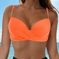 thumbnail image 2 of wamacs Women's Retro Molded Soft Pads Vintage V Neck Bikini Swimsuits Tops Summer Sexy Stylish Swimwear (Orange,XL), 2 of 9