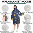 thumbnail image 5 of Wearable Oversized Blanket,Blue Sun Moon Star Pattern Wearable Blanket Hoodie for Adults,Cozy Hooded Blankets with Super Pockets,Super Warm Fuzzy Pullover for Women & Men, 5 of 6