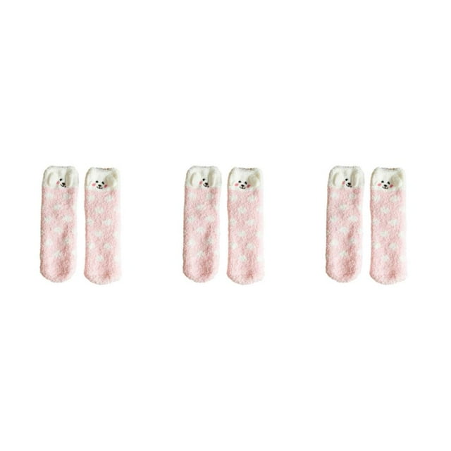 relayinert Experience Comfort With These Wide Application Fluffy Socks Pink Dot Puppy 3Set