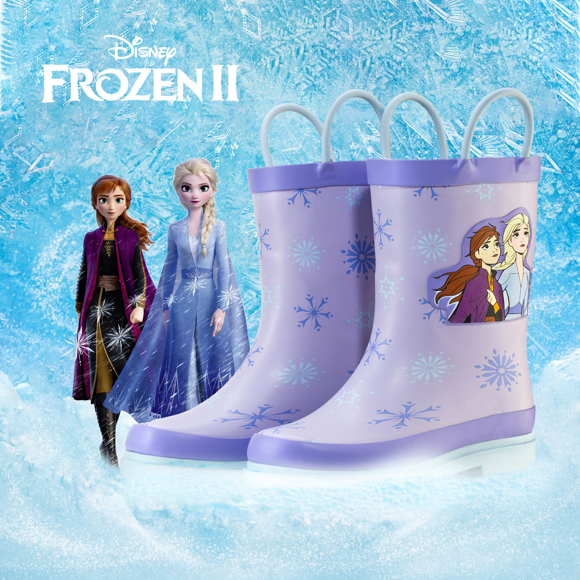 Disney Frozen 2 Girls Anna and Elsa Purple Rubber Easy-On Rain Boots&nbsp;- Size 8 Toddler - image 3 of 7