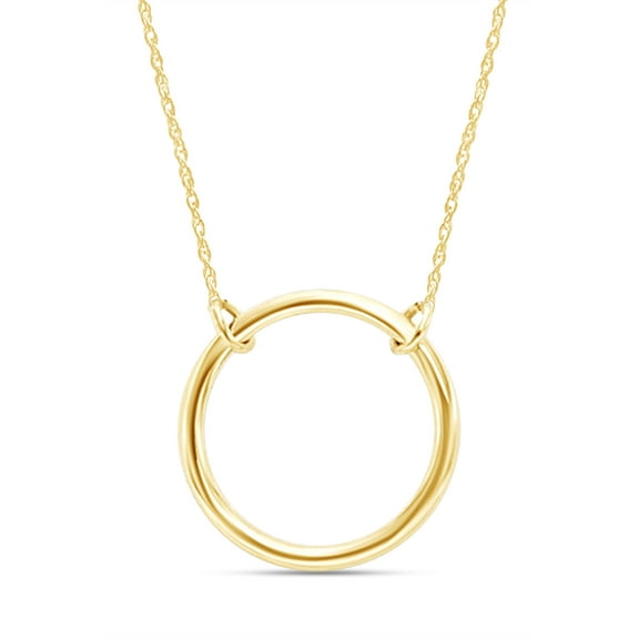 Open Circle Pendant Necklace Jewelry For Women in 10k Yellow Gold
