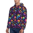 thumbnail image 3 of Naloa mushroom rainbow color Skull Men's Casual Hooded Collar Drawstring Hoodies Pullover Sweatshirts Casual Long Sleeve Shirts-4X-Large, 3 of 7