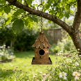 thumbnail image 4 of YAMB Leaf Roof Hanging Birdhouse Bird Feeder, Waterproof Outdoor Bird Shelter with Hanging Rope, Easy-fill & Wash Bird Food Container for Garden Patio Backyard Bird Watching, 3.9×12.2 Inch, 4 of 9