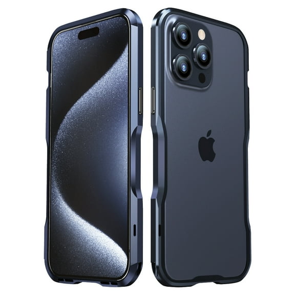 Aluminum Frame Metal Bumper Frame Slim Hard Case Cover for iPhone 15 Pro, Metal Frame Armor Bumper, Raised Edge Protection for iPhone 15 Pro 6.1 inch 2023, Darkblue