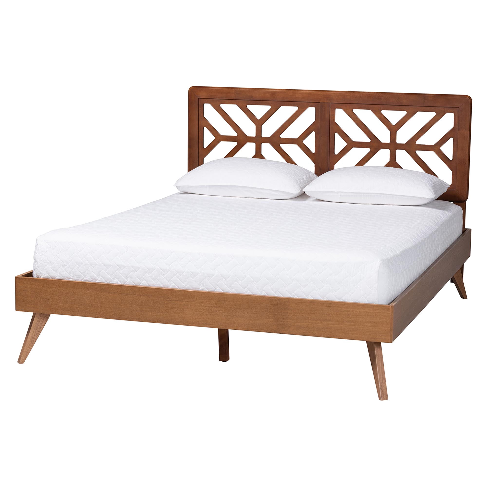 Baxton Studio Kirabo Modern Platform Bed, Queen, Ash Walnut