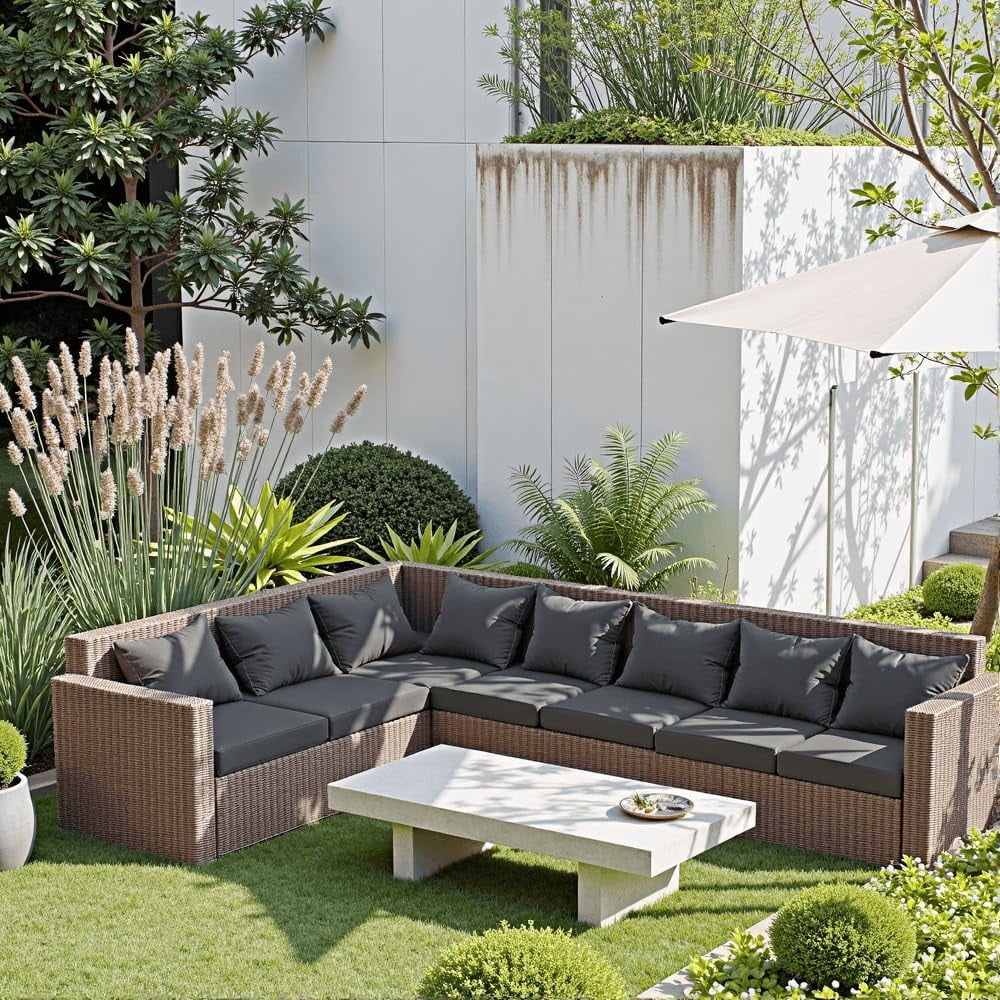 Outdoor Seat Cushion Set 22 x 24 x 4 Inch, Waterproof & Fade Resistant Patio Furniture Cushions with Removable Cover and Ties, Thick Deep Seating Pads for Outside Chair Sofa Couch, Grey