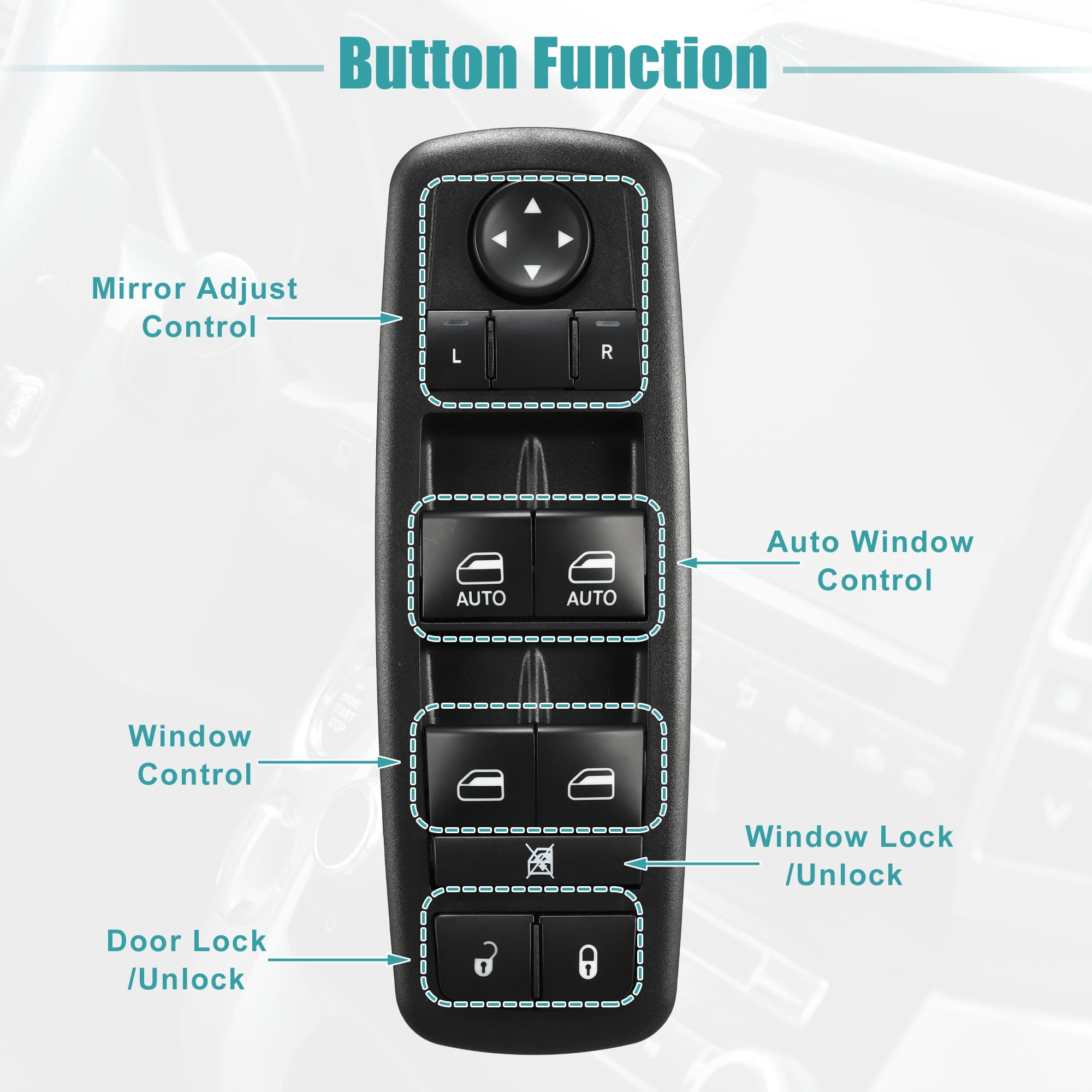 Unique Bargains Front Left Driver Side Power Window Switch for Jeep Cherokee 2014