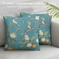 thumbnail image 3 of Fenyluxe Birds Flowers Fruits Pillow Covers for Couch Sofa Indoor Outdoor - Square Design - Short Plush - Wrinkle Resistant - Fade Resistant - Pack of 1 18x18in, 3 of 5