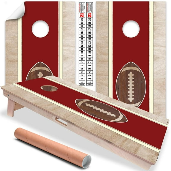 Cornhole Board Wraps and Decals for Boards Set of 2 Skins Professional Vinyl Covers Sticker - Crimson and Cream Norman, Oklahoma Football Tailgating Cornhole Wrap Stickers Cornhole Skins Cornhole Wrap