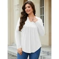 thumbnail image 3 of FlorCurve Plus Size Henley Shirts for Women Long Sleeve V Neck Tunic Tops Flared Rayon Button Up Blouse, White 3XL, 3 of 7