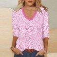 thumbnail image 2 of 3/4 Manga Superior, Moda Casual Impresión V-Cuello Blusa Hecha de Cómodo Estante de Imitación para Toda la Temporada de Uso Diario, Tops de Moda de Mujer, 2 of 5