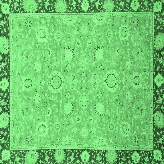 Ahgly Company Indoor Square Oriental Emerald Green Traditional Area Rugs, 5' Square