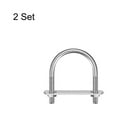 thumbnail image 3 of Unique Bargains Rond U-Bolts 2 Ensembles 40mm (1.57') Largeur Intérieure 58mm Longueur M6 304 Acier Inoxydable avec Rondelles et Plaques d'Écrous, 3 of 5