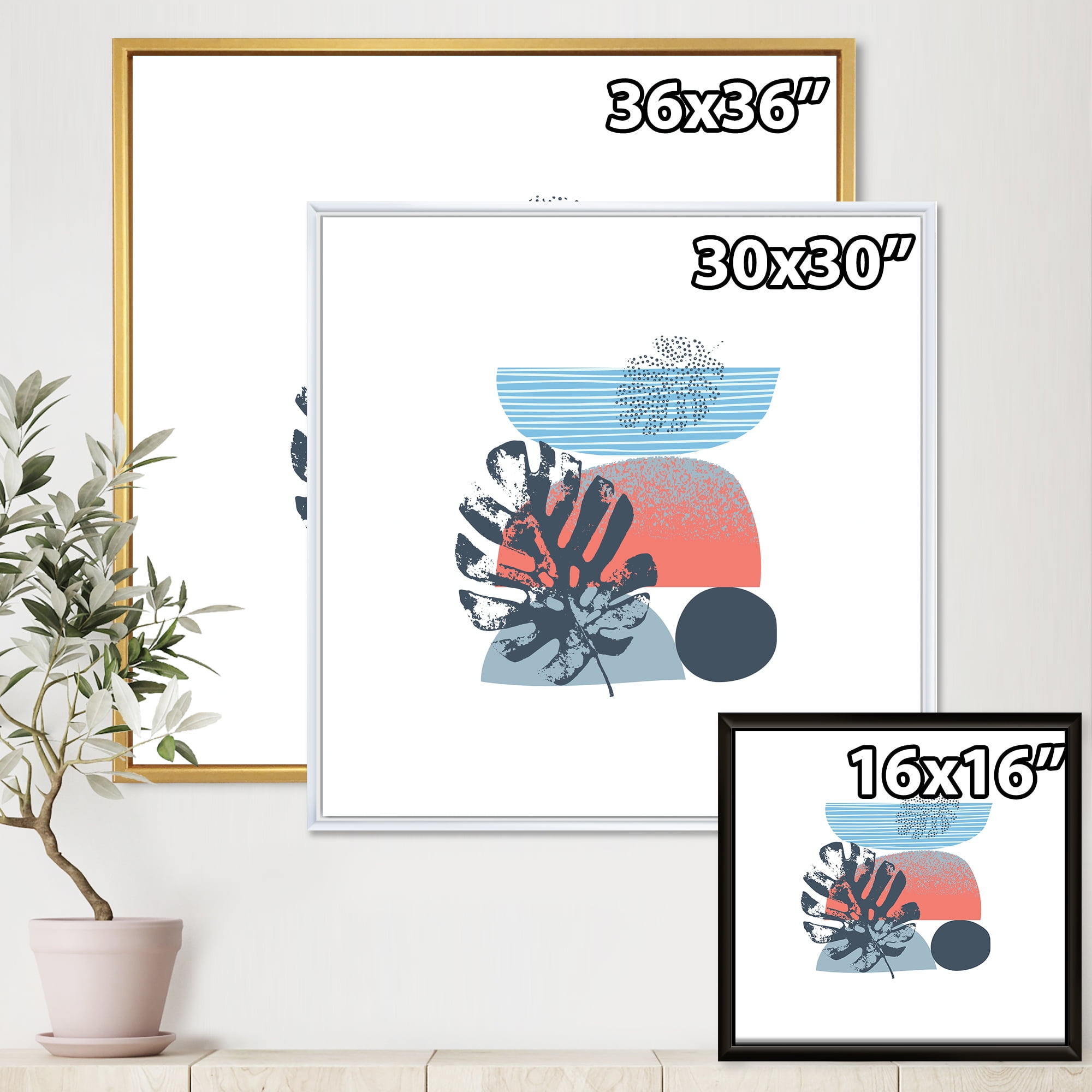 Designart 'Abstract Colorful Geometric Art Collage IV' Modern Framed Canvas Wall Art Print
