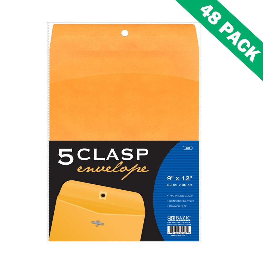9x12 Envelopes Clasp, Yellow Business Clasp Mailing Envelopes(5/pack