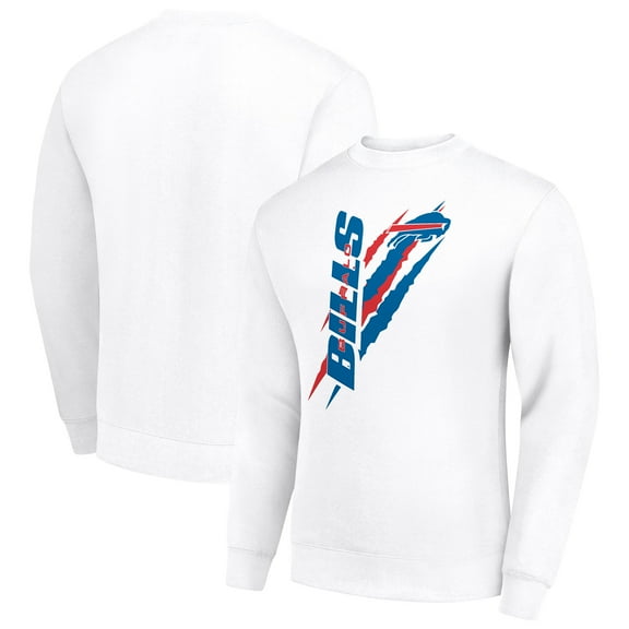 Men's Starter White Buffalo Bills Color Scratch Team Graphic Fleece Pullover Sweatshirt