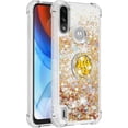 thumbnail image 3 of case for Motorola Moto E7 Power Case,Creativity Clear Quicksand Glitter Flowing Liquid Floating Soft TPU Case w/Stand Bling Diamond Sparkle Phone Cover for Motorola Moto E7 Power  Golden, 3 of 14