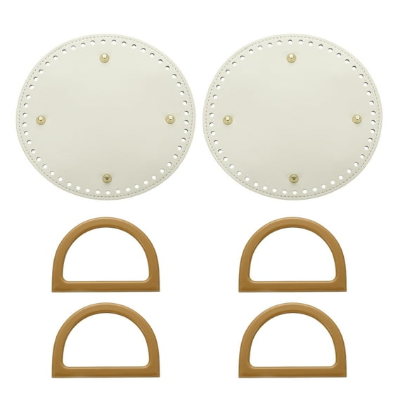 Uxcell 2pcs Bag Bases for Crochet, 7.5" x  7.5" Round Bag Bottom Shaper with D-Shaped Handles, Crochet Base Purse Bottom for DIY Shoulder Bag Handbag Making Supplies White