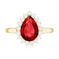 thumbnail image 4 of Rosec Jewels Lab Grown Ruby Ring with Diamond Halo for Women - 7X10 mm - AAAA Grade, 18K Yellow Gold, US 4.00, 4 of 8
