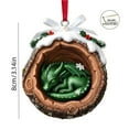 thumbnail image 3 of Kumdkd Acrylic Christmas Ornaments - 1 Pack Sleeping Dragon in Log Decor with Snow Holly, Festive Hanging for Tree Holiday Lovers, 3 of 4