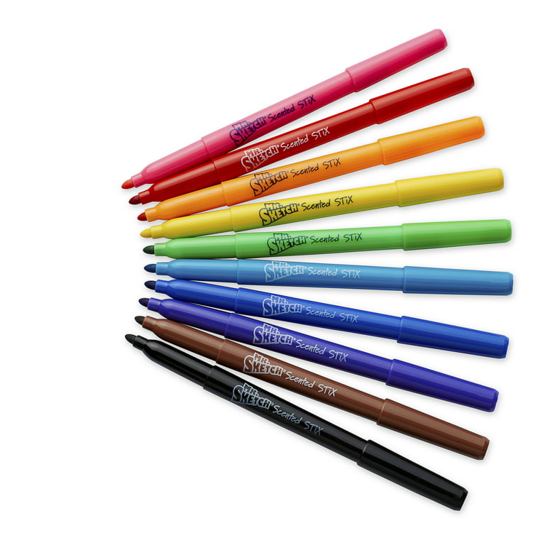 Mr. Sketch Scented Stix Markers, Fine Tip, Assorted Colors, 10