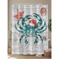 thumbnail image 4 of Crab Coastal Christmas Shower Curtain, Teal Green Red Starfish Bathroom Decor Curtains Set with Hooks, Waterproof Fabric Home Accessories， 72 X 78 Inch Long, 4 of 6