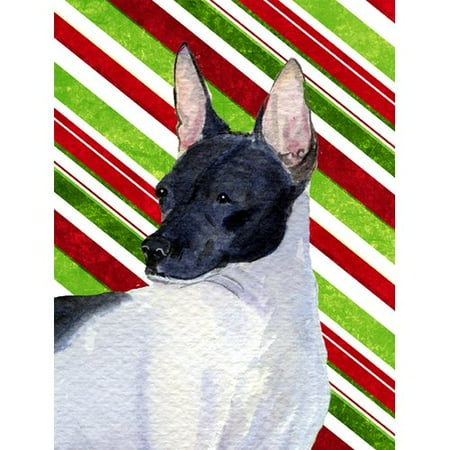 Caroline's Treasures Rat Terrier Candy Cane Holiday Christmas 2-Sided Garden Flag