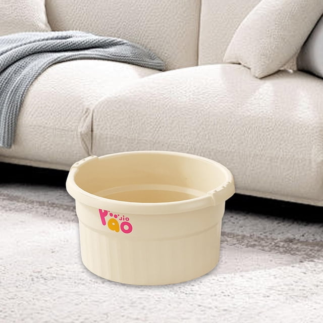 Bañera de pies, cubo ligero y portátil para baño de pies con puntos de masaje para relajación y pedicura en el hogar. Beige