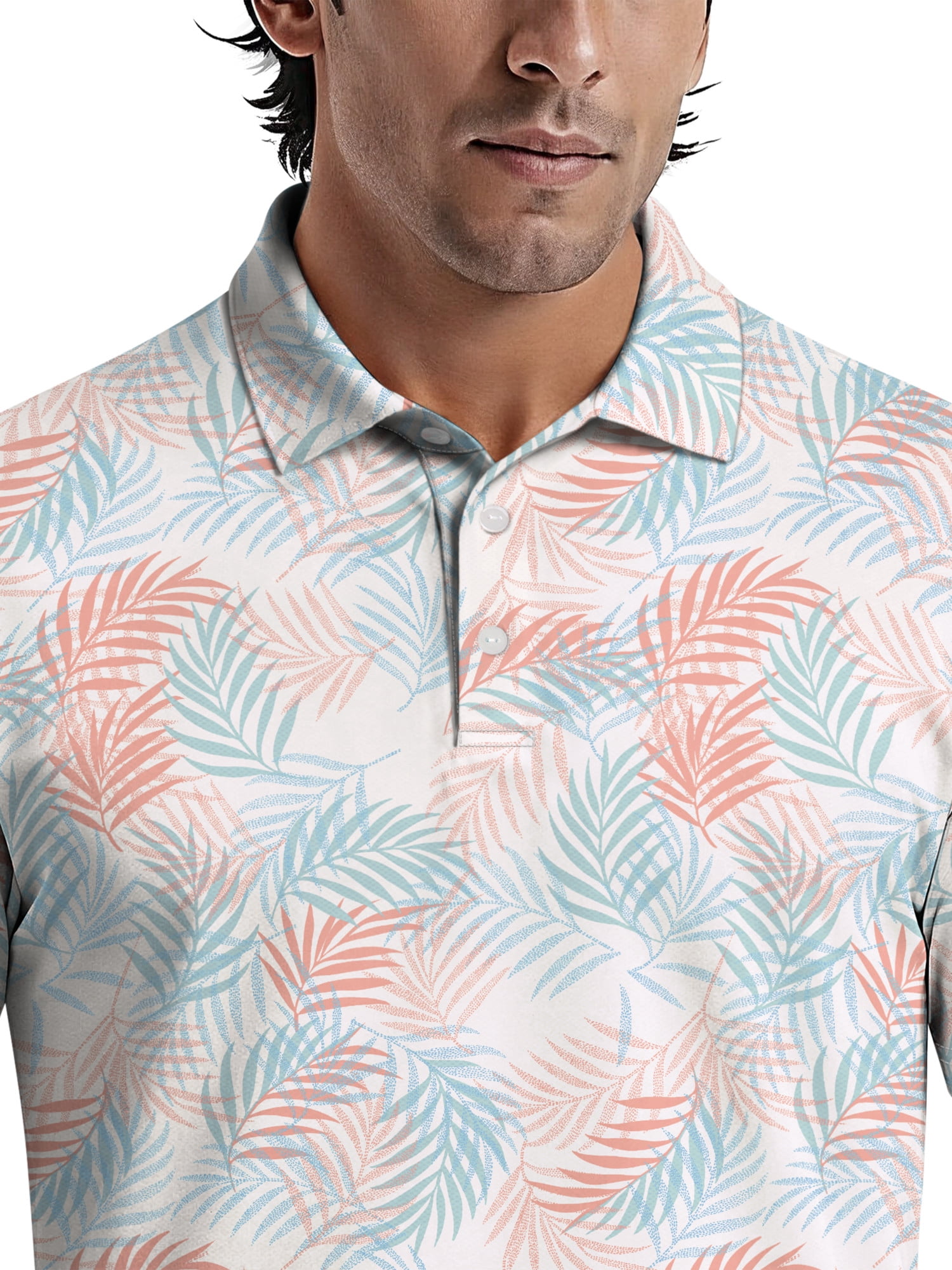 Ben Hogan Men's & Big Men's Performance Textured Multi-color Tropical Short Sleeve Polo Shirt, up to 5XL