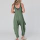 thumbnail image 3 of Gibobby pantalones siameses color liso Mono informal de verano para mujer, sin mangas, holgado, de Color sólido, con correa a la moda, mono holgado para mujer(Verde， XXXL), 3 of 5