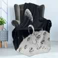 thumbnail image 4 of Astronaut Soft Flannel Fleece Throw Blanket, Astronaut Walking on the Moon Space Stars Children Cartoon Hand Drawn Art, Cozy Plush for Indoor and Outdoor Use, 60" x 80", Black White, by Ambesonne, 4 of 5