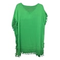 thumbnail image 4 of Clearance! Prolriy Swimsuit Coverup for Women Kaftan Bikini Beach Tops Swimwear Women's Trim Loose Cover Up Chiffon Tassels Plus Size Swimwear Beach Cover Ups for Women Green One Size, 4 of 4