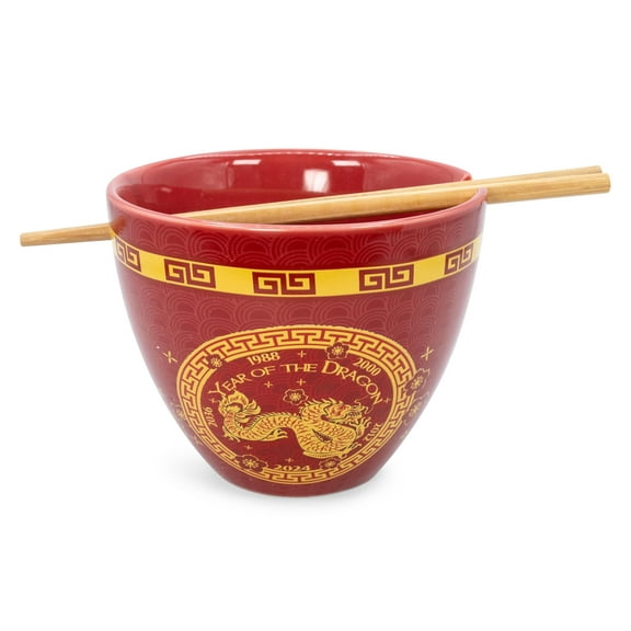 Boom Trendz BTZ-BOWL-DRAGON-C Year Of The Dragon Chinese Zodiac 16-Ounce Ramen Bowl and Chopstick Set